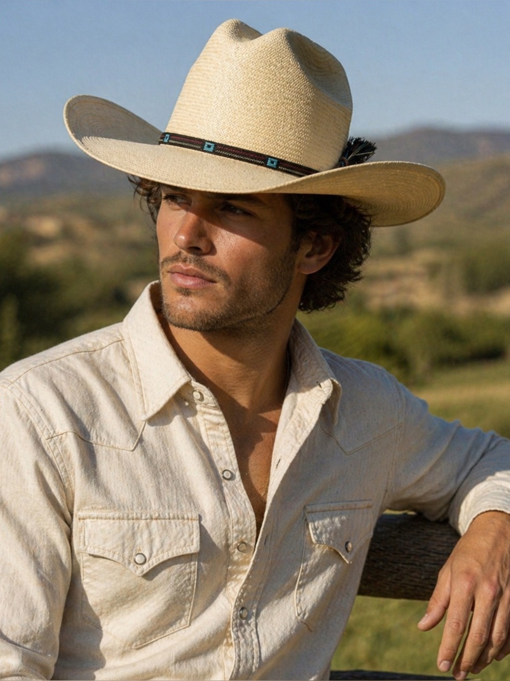 Resistol Cream Cowboy Hat with Decorative Band